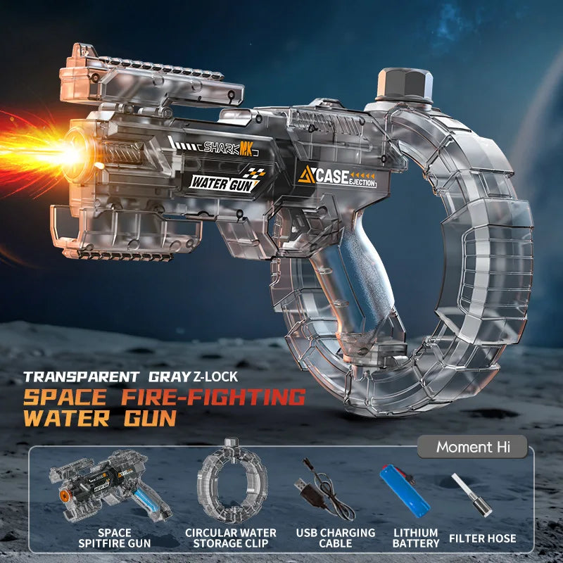 Energy Gathering Ring Electric Water Gun LED Lighting Linkage Deformation Continuous Shooting Toy Summer Beach Pool Games Gift