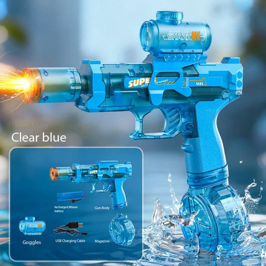 Energy Gathering Ring Electric Water Gun LED Lighting Linkage Deformation Continuous Shooting Toy Summer Beach Pool Games Gift